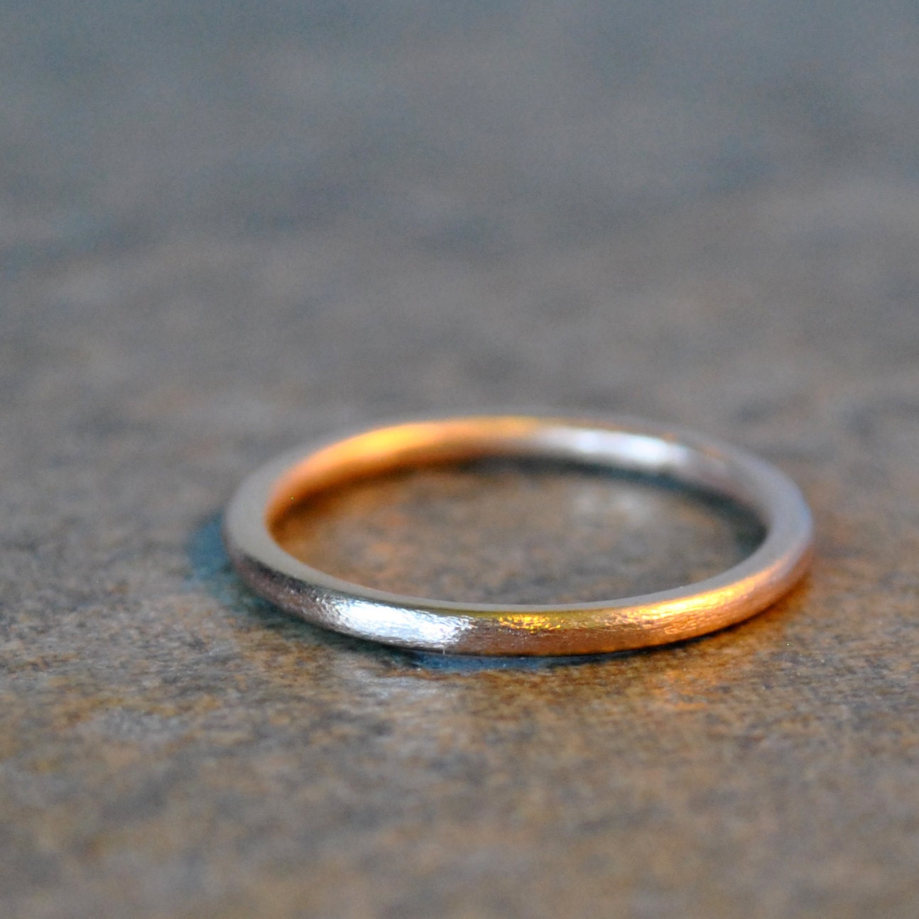 14k solid rose gold wedding band with modern brushed matte finish