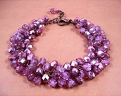 Berry Charm Bracelet, Sparkling Raspberry, Fire Polished and Copper Charm bracelet, FREE Shipping U.S.