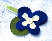 pretty blue PANSY upcycled wool pin