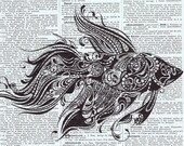 Fish.All Occasion, Gift. Antique Book Page Print. buy 3 get 1 free, aquatic, ocean, modern, Special, sea creature.fathers day.water