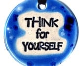 Think For Yourself Ceramic Necklace in Spotted Blue