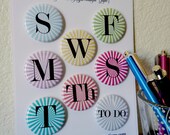 Days of the Week Button Magnets - Sunrays