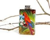 Macaw Pendant - Tropical Rain Forest - Fused Glass Jewelry - Dichroic Fused Glass Necklace