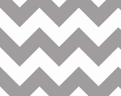 LAST yard Riley Blake Fabric Zig Zag Chevron Large 1 Yard-- Gray Grey White