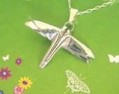 Silver Origami Dragonfly Pendant