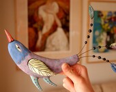 Purple Bird with Wired Feathers