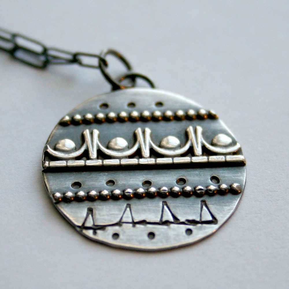 Brocade - Sterling silver necklace - Oxidized finish