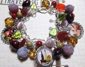 Wine Vinyard  Wine lovers   grapes   Altered Art Charm Bracelet    Handmade  One of a Kind
