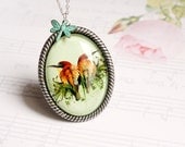 Exotic Garden - fauna and flora necklace - natural history, floral, vintage boho jewelry