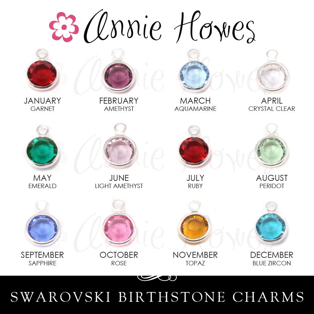 Swarovski Birthstone Charms. Silver Plated. 6mm. 5 pack. Choose your colors. 1128 SS29.