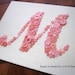 Baby Monogram Button Letter Art on Ivory Silk -- Ready-to-Frame -- You Choose Button Color and Custom Design Your Own