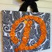 Orange Button Letter Wall Art,  Button Letter Canvas, Children Wall Art, Unique Wedding Baby Shower Gift, You Choose Fabric