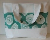Canvas Tote Teal and White