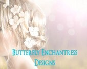 Wedding Hair Accessories, Hair Flowers, Bridal Hair Pins - 6 Ivory Hydrangea - Rhinestone Centers