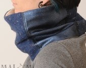 Dark blue shiny cowl scarf