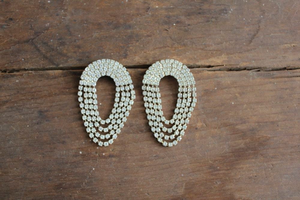 1970s rhinestone earrings / dangling earrings / rhinestone studs