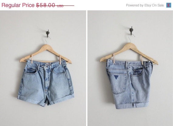 SALE 25% OFF Guess denim shorts / jean shorts / worn denim shorts