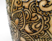 Henna Vase, Floral Henna Design - Handmade Stoneware Pottery