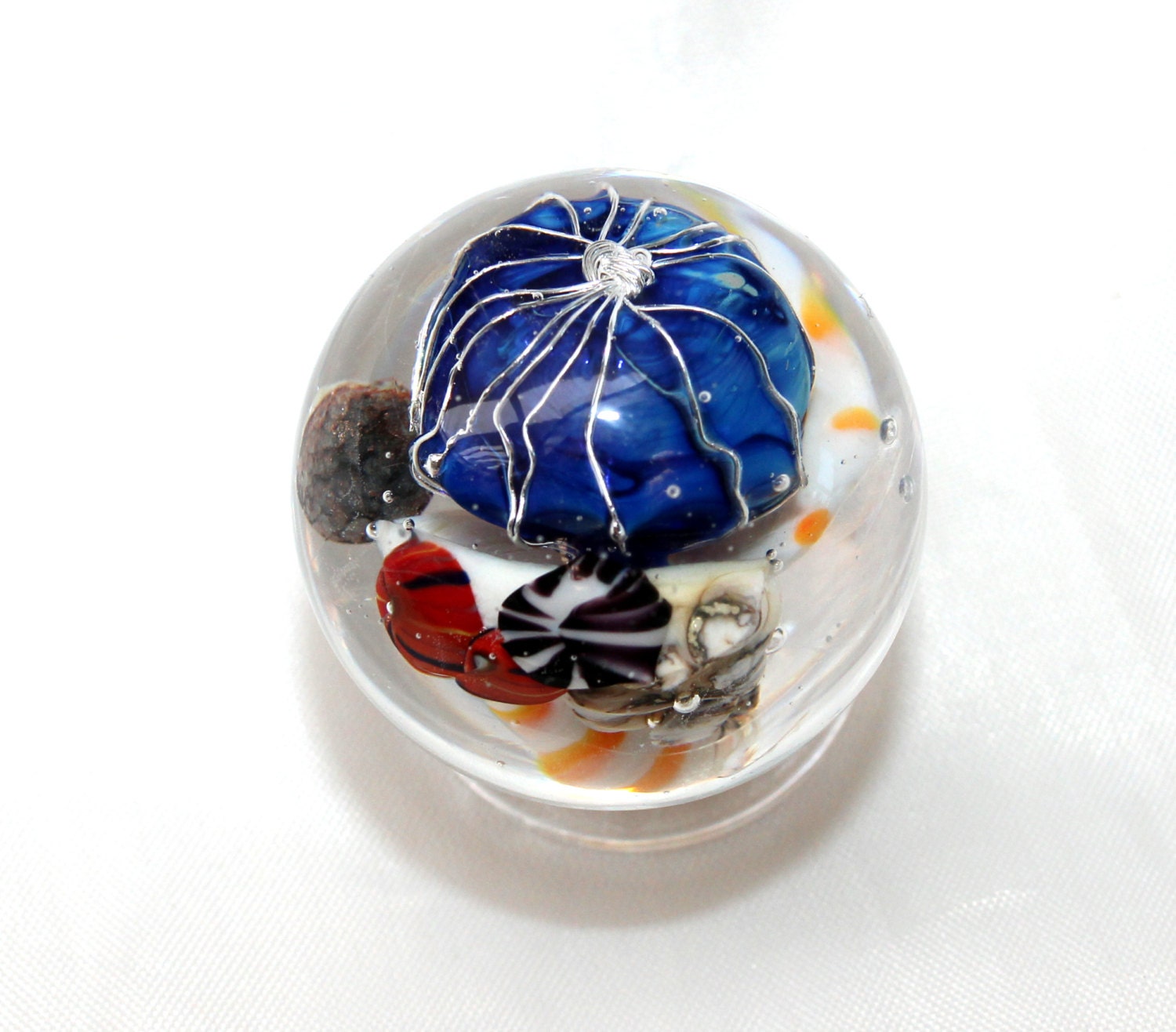 Lampwork Sea Scape Sealife Jellyfish Ocean Marble