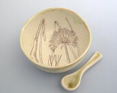 Bowl and Spoon - Dip Bowl - Wild Chives - Handmade Stoneware Pottery