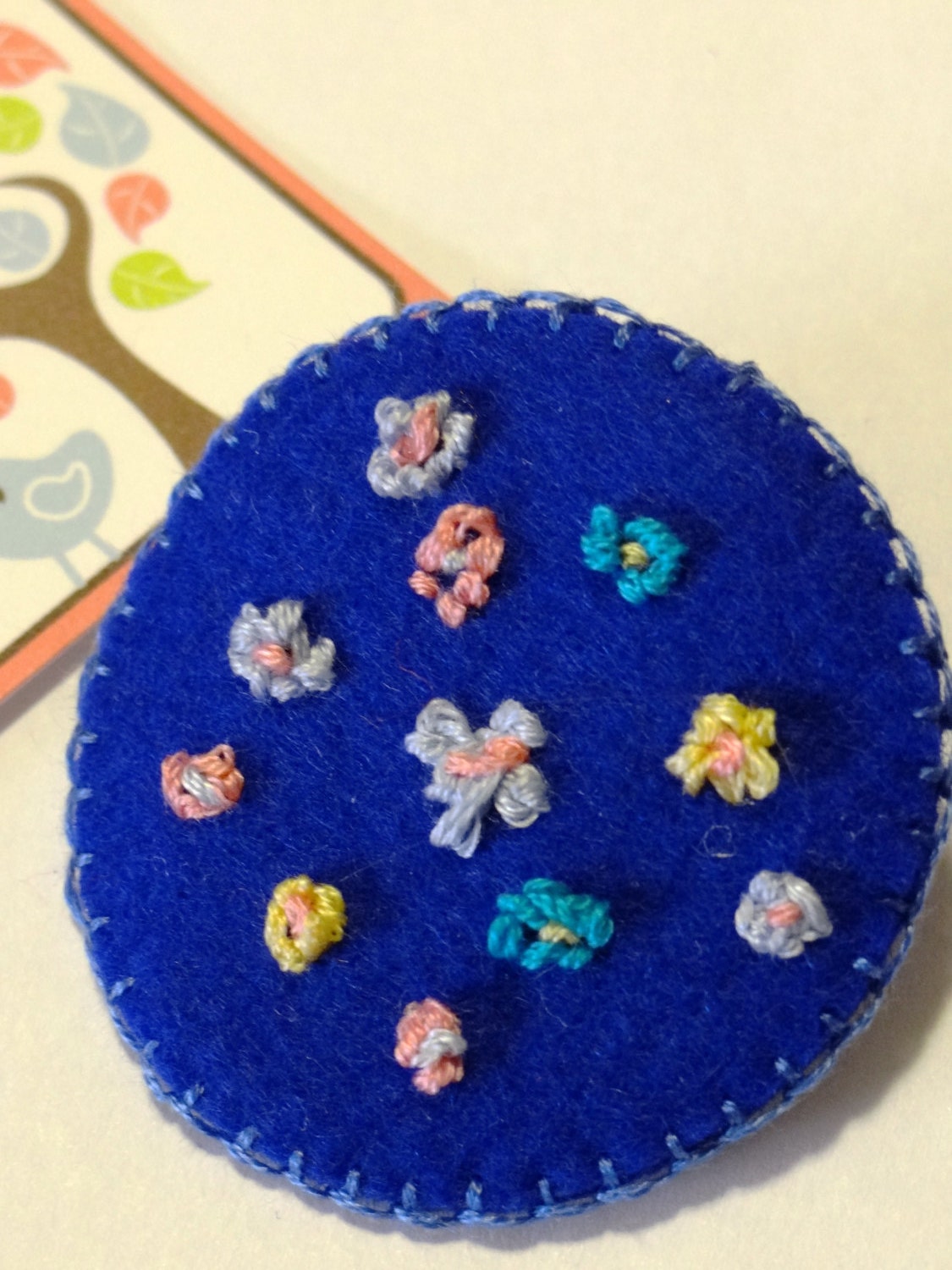 Hand Embroidered Holland Wool Felt Hair Clip