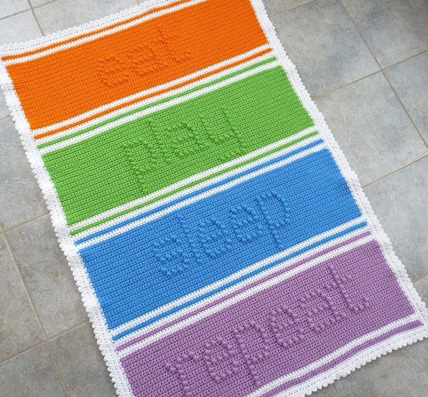 Eat Play Sleep Repeat Baby Blanket Crochet PATTERN - INSTANT DOWNLOAD