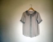 beige fade out beaded collar top // size xs