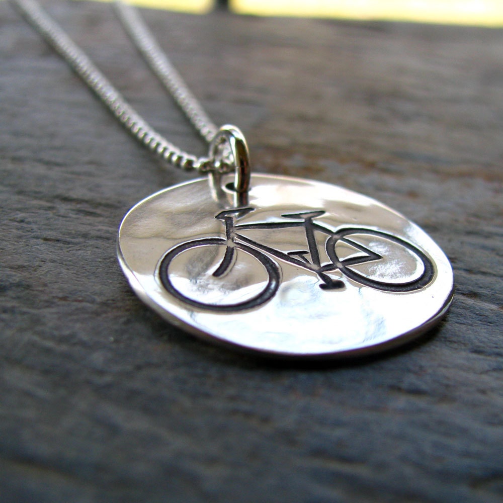 Silver Bicycle Necklace, PMC Fine Silver Jewelry, Bike Rider Jewelry