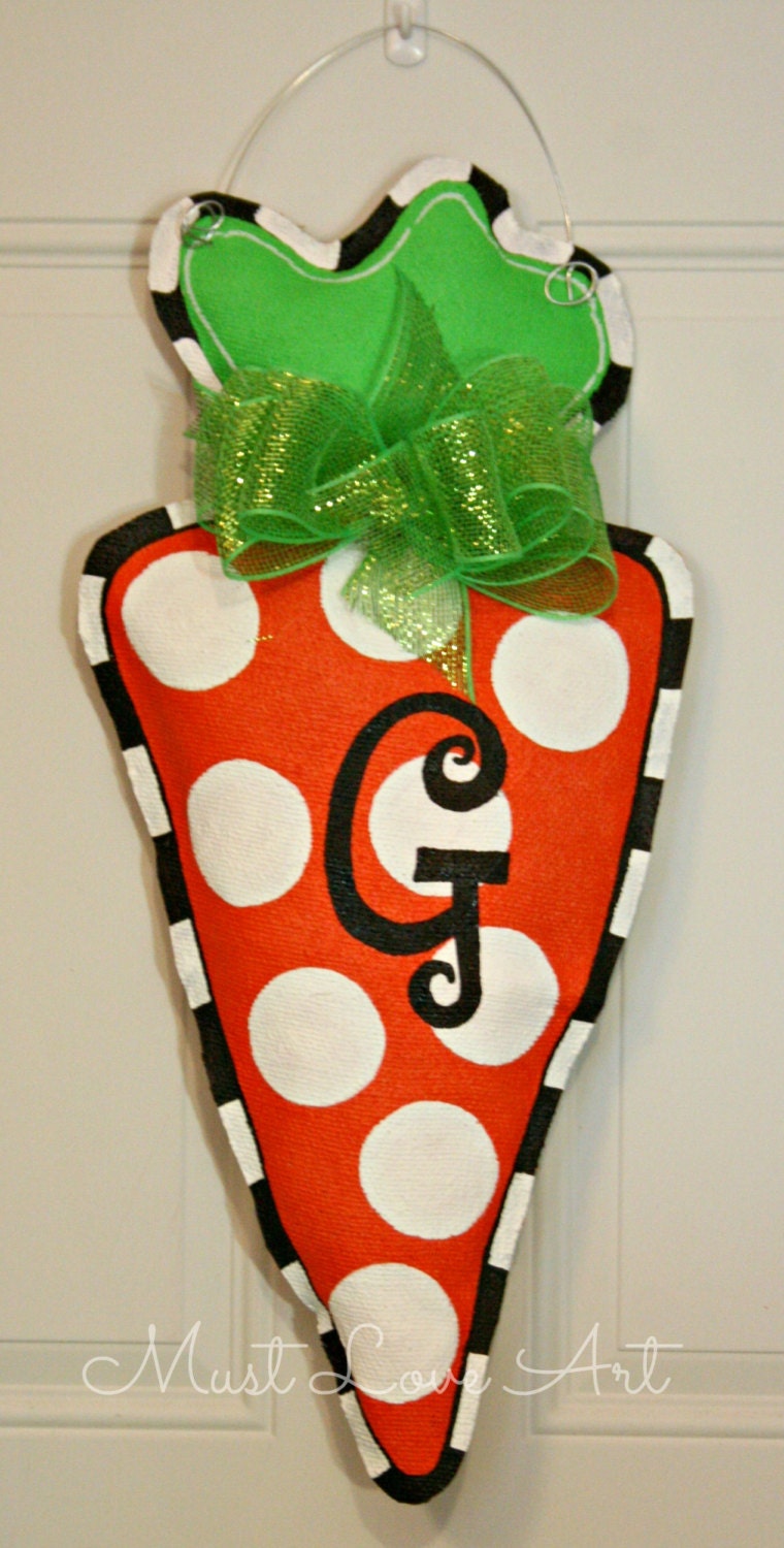 Easter Carrot Burlap Door Hanger Decoration HUGE 2 ft x 16"
