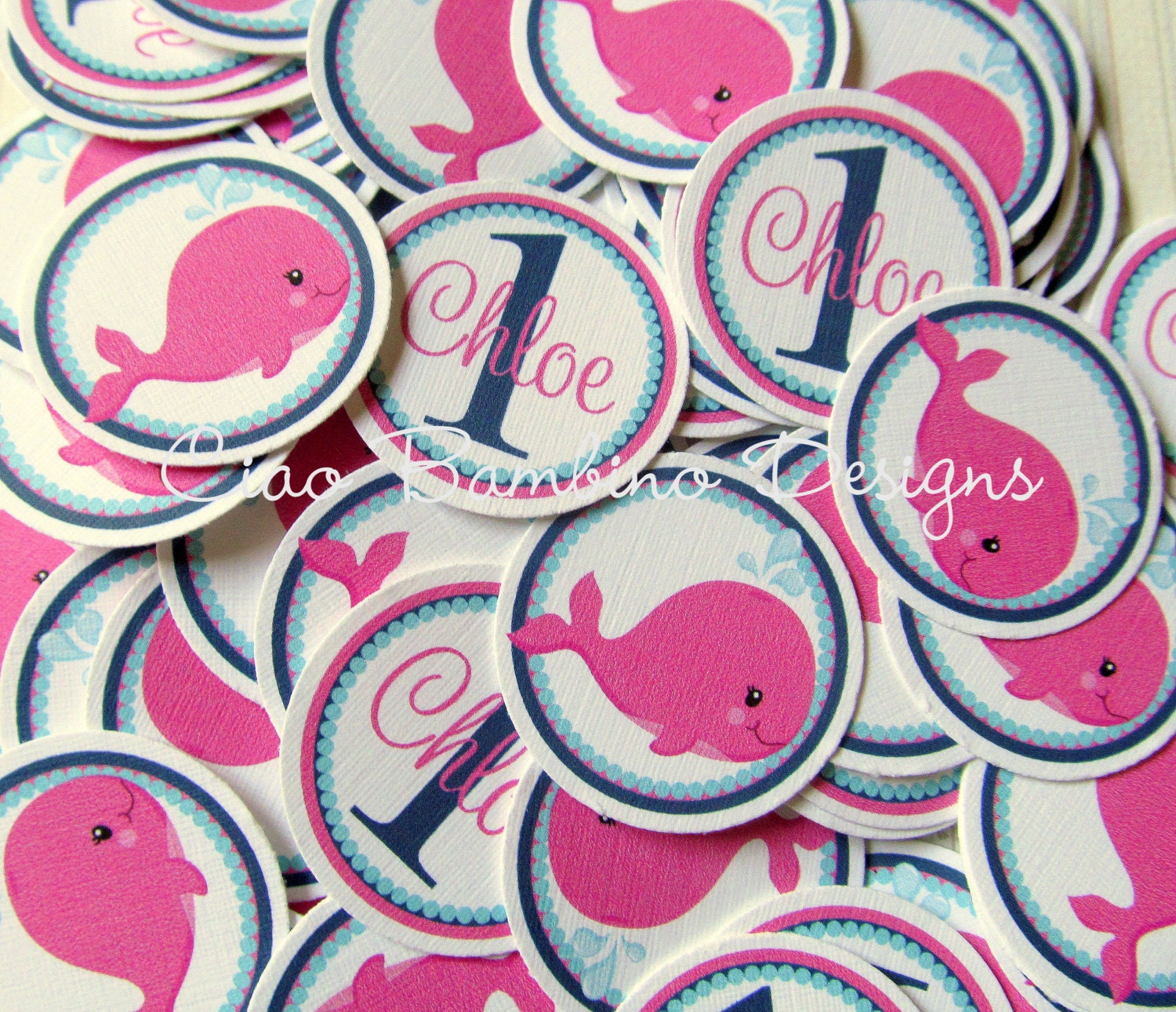 NEW "Whale of a Party" Minis for Table Confetti and More- use on Napkins, to make cupcake toppers, etc