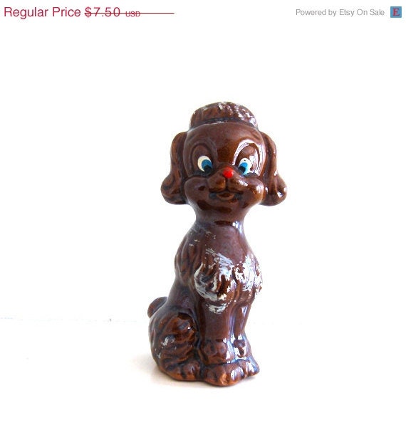 ON SALE Vintage Figurine Spaghetti Poodle Terra Cotta Redware