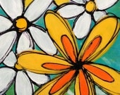 Flower painting on upcycled wood box