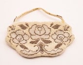 1930s beaded purse 30s ivory bag antique evening bridal display collectable