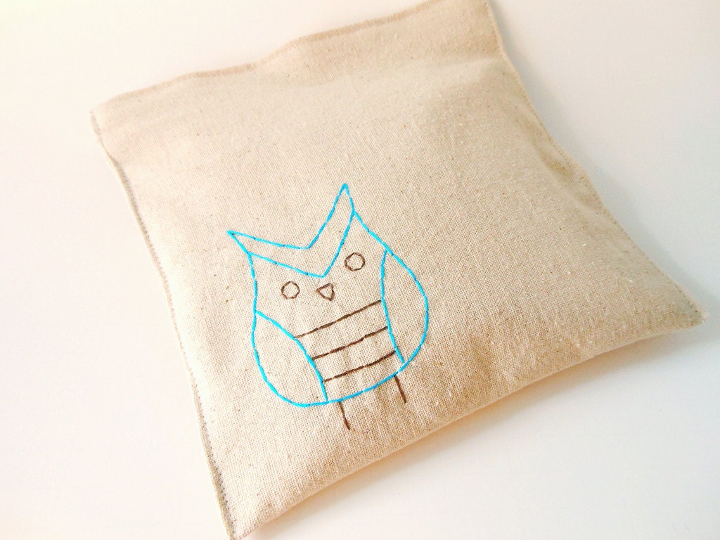 Reusable Sandwich Bag - Reusable Snack Bag - Hand Embroidered - Owl - Eco Friendly