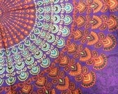 Hippie Tapestry Fabric Colorful Bohemian Starburst Pattern - Purple - SticksandStonesHemp1