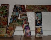 Custom Made to Order Comic Book Letters Wall Hangers Hulk, Spiderman, Wonder Woman, Green Lantern, Captain America