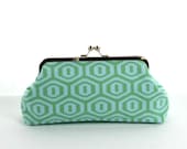Mint Green Wedding Clutch, Bridal Clutch Purse, Personalized Bridesmaid Gift, Honeycomb Mint