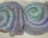 108g wool silk batts, mother of pearl, purple, aqua
