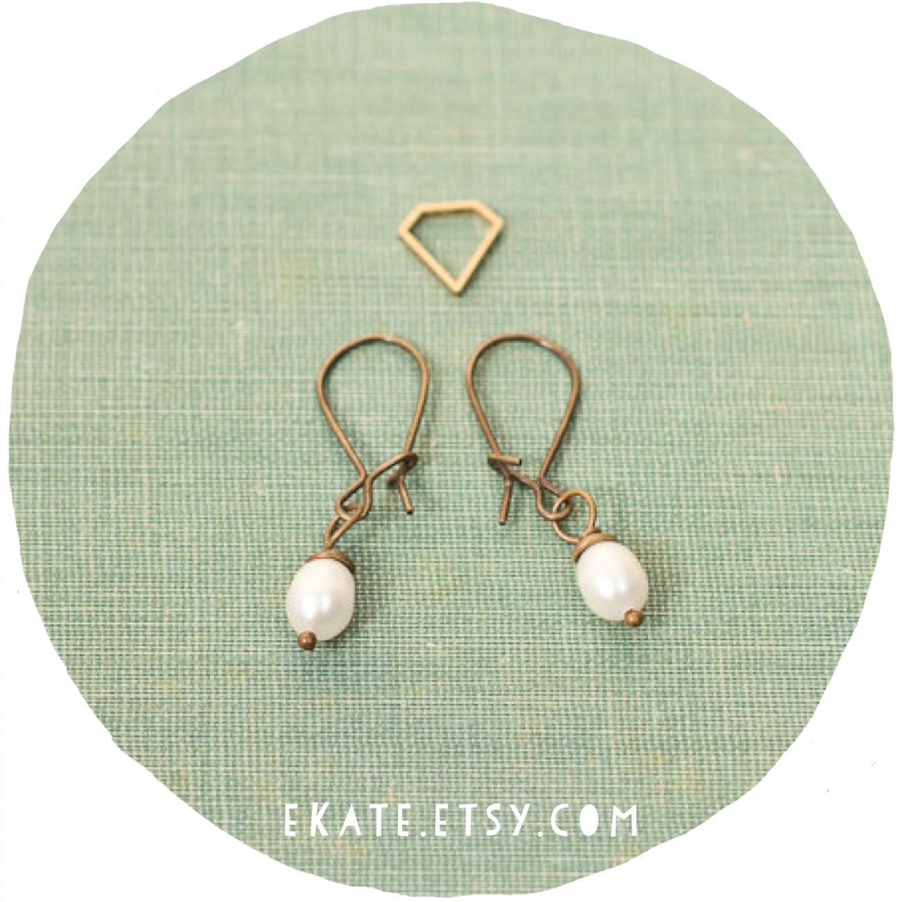 Antiqued Brass and Pearl Earrings