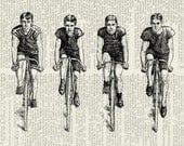 riding a vintage illustration printed on page from old dictionary