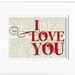 I love you - printed on page from vintage dictionary - wedding