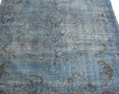 Blue Medallion Overdyed Vintage Carpet