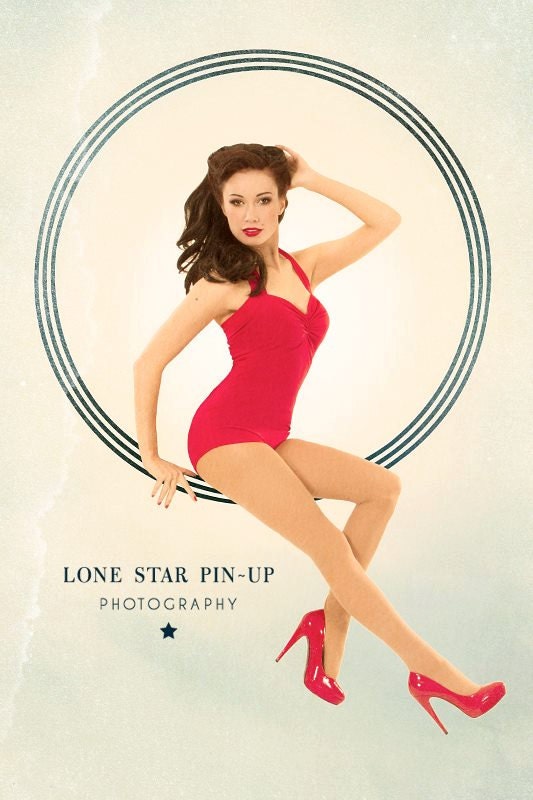 Red Retro Pin Up Halter Swimsuit One Piece maillot Made to Order