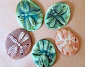 5 Large Dragonfly Beads - Handmade Ceramic Beads