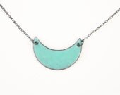 Enamel Necklace - Colorful Curve Layering Necklace in Seafoam Color Enamel