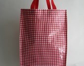 Durable Oilcloth Shopping Tote - Red Gingham