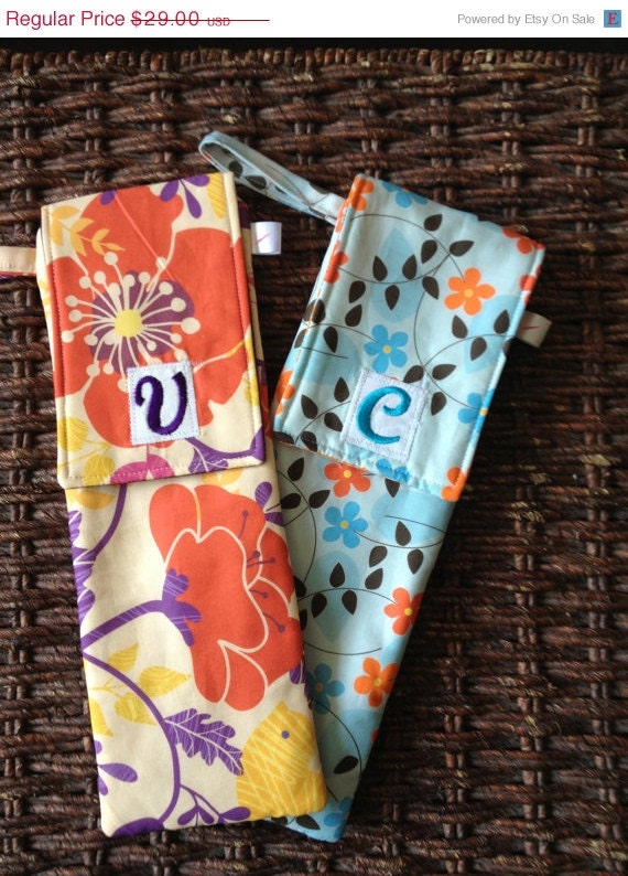 25% OFF Bridal Sale NEW Flat Iron Case Holder with Free Monogramming and Free Shipping Choose Your Own Organic Fabric Design Coral Art Deco
