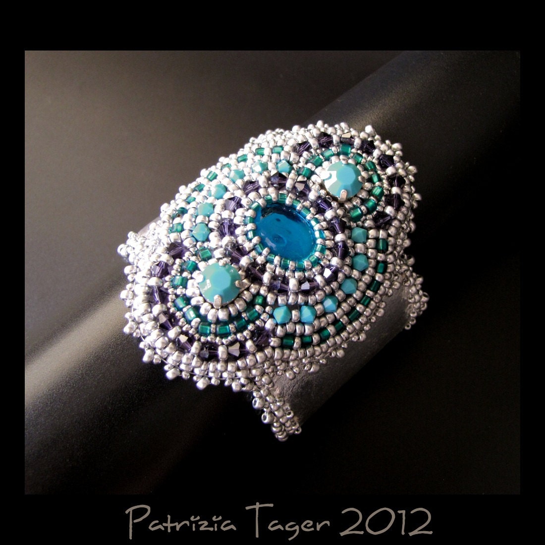 Arctic Lagoon - OOAK Silver Leather Cuff