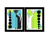 Pawlie n Ester in Circles - Two (2) 9 3/4" x 12 1/4" matte framed Art Prints by Tonya Newton