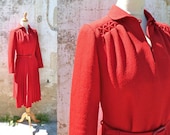Vintage 1960 mod dress RED jersey  / 40s inspired  size S